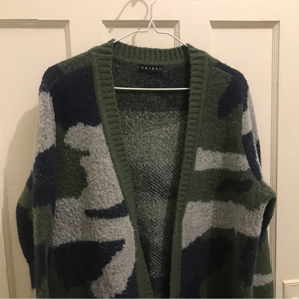 Army intarsia sweater cardigan